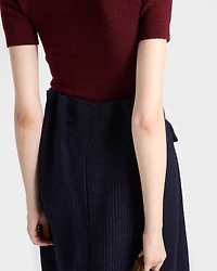 Wool knit midi skirt