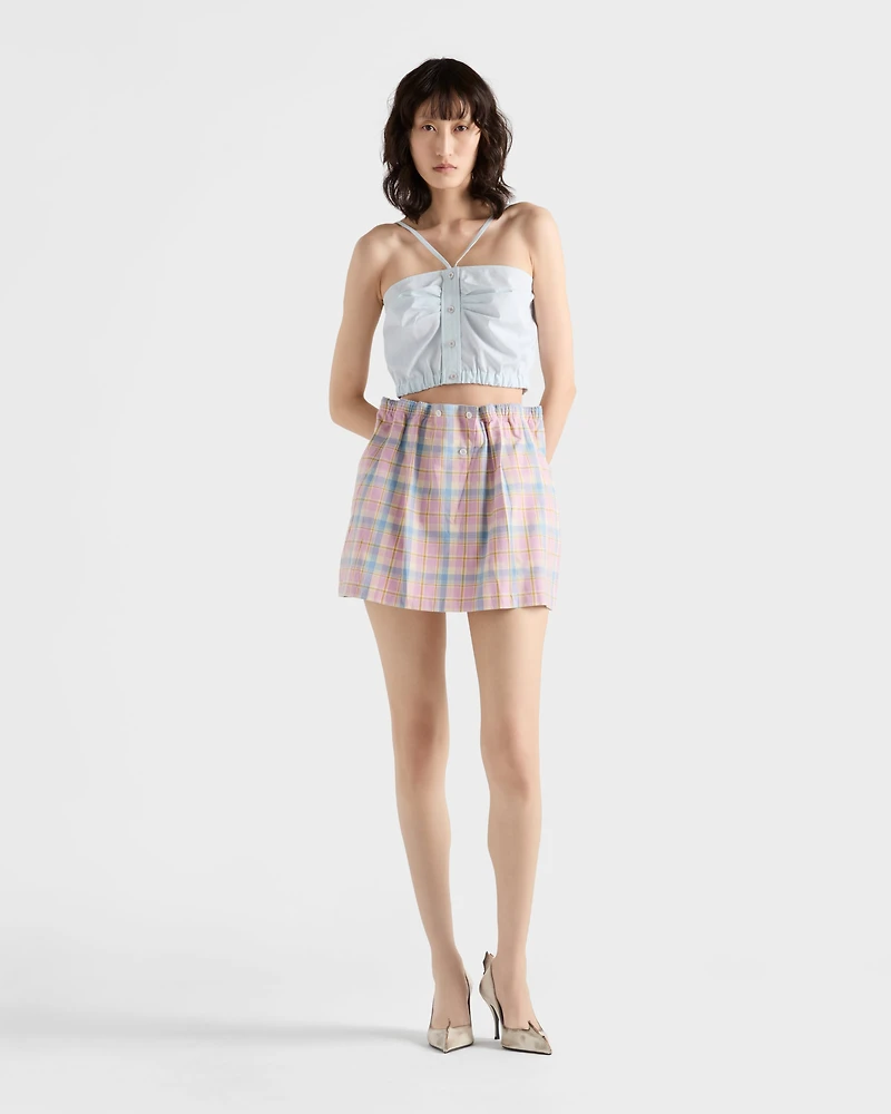 Checked cotton miniskirt