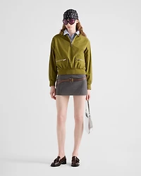 Technical wool miniskirt with printed belt