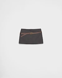 Technical wool miniskirt with printed belt