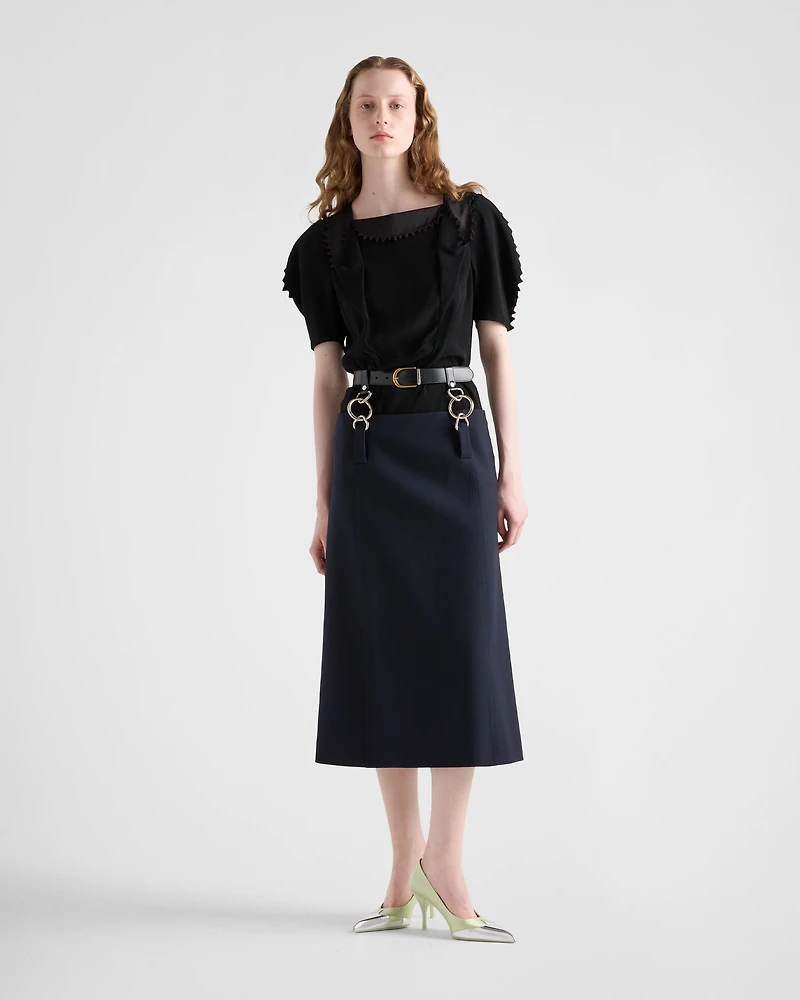 Rush stitch skirt with belt