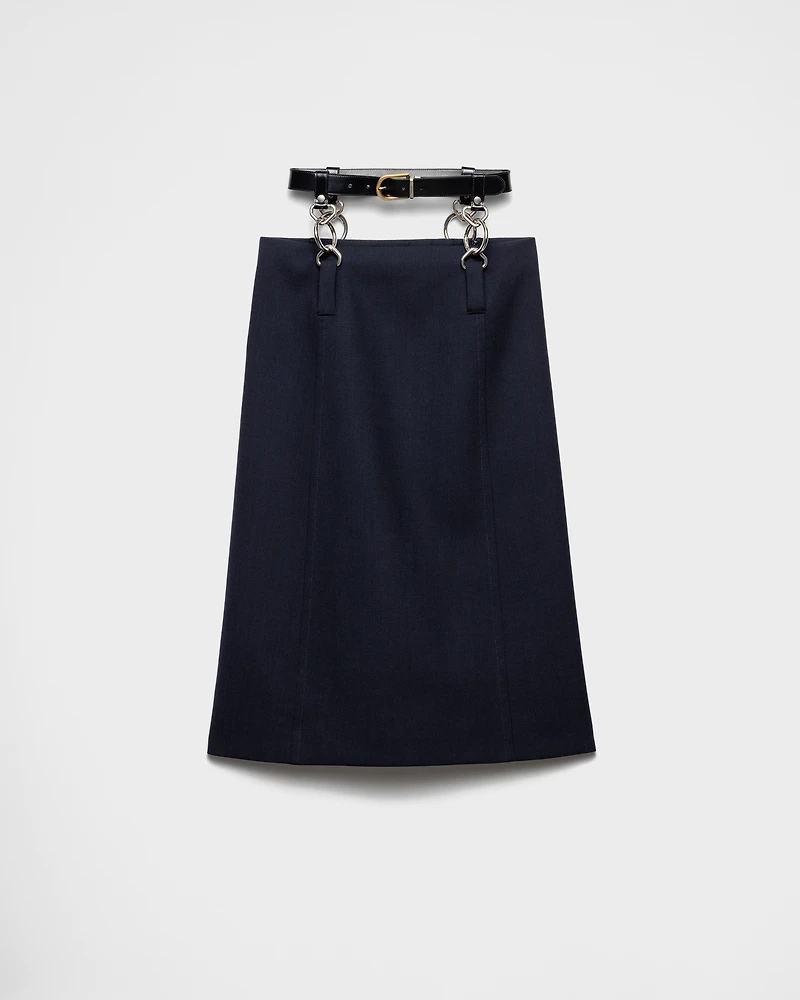 Rush stitch skirt with belt