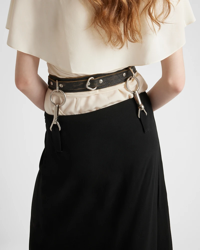 Pleated cady crepe skirt