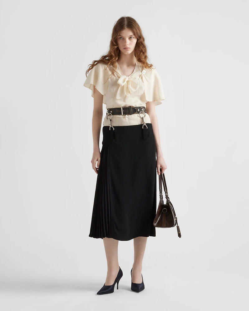 Pleated cady crepe skirt