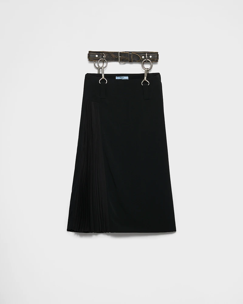 Pleated cady crepe skirt