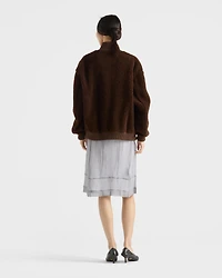 Embroidered chiffon midi-skirt