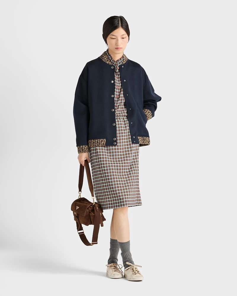 Checked stretch georgette skirt
