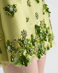 Embroidered silk and wool miniskirt