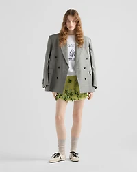 Embroidered silk and wool miniskirt