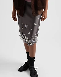 Embroidered silk and wool skirt