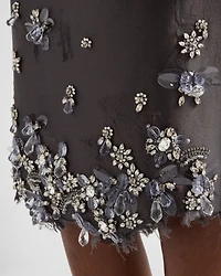 Embroidered silk and wool skirt