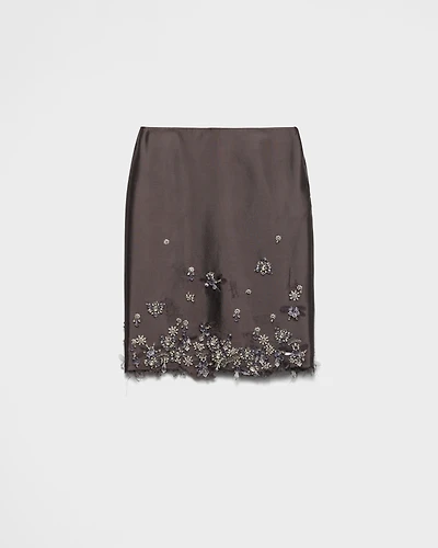 Embroidered silk and wool skirt