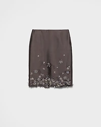 Embroidered silk and wool skirt