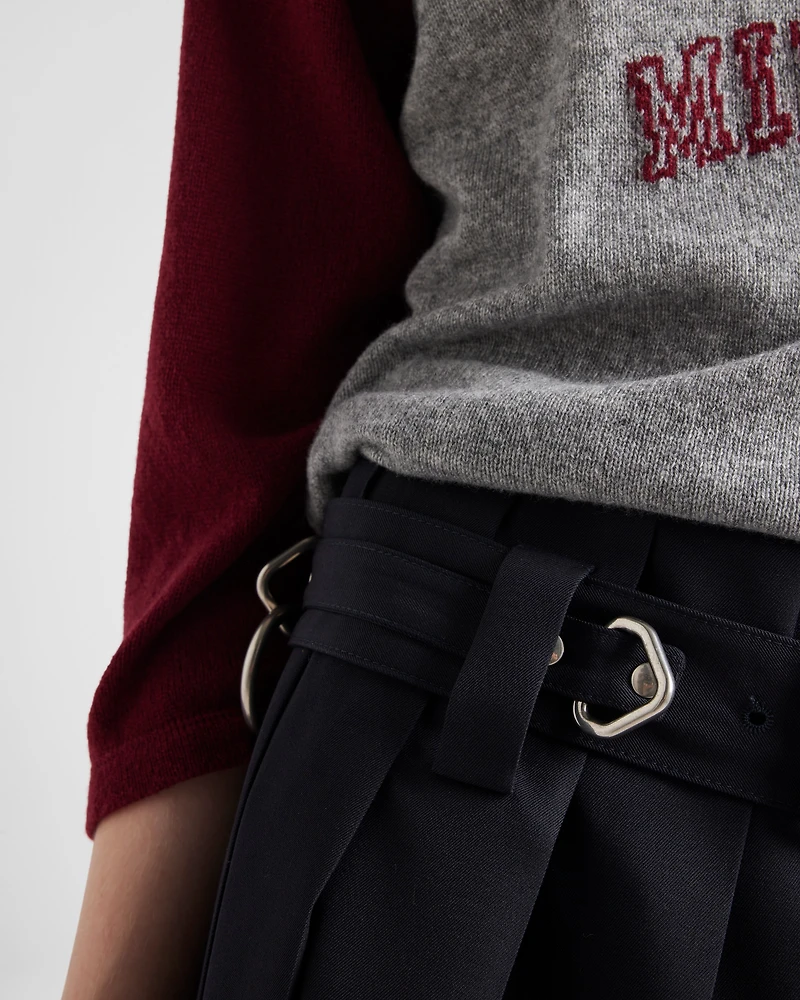 Pleated gabardine skirt
