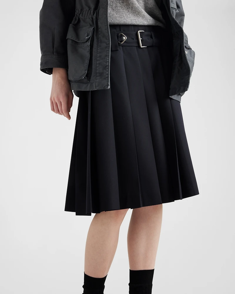 Pleated gabardine skirt