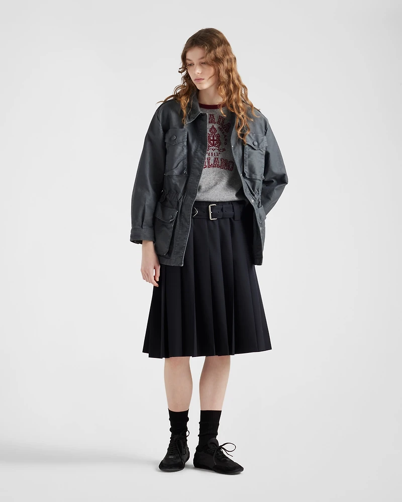 Pleated gabardine skirt