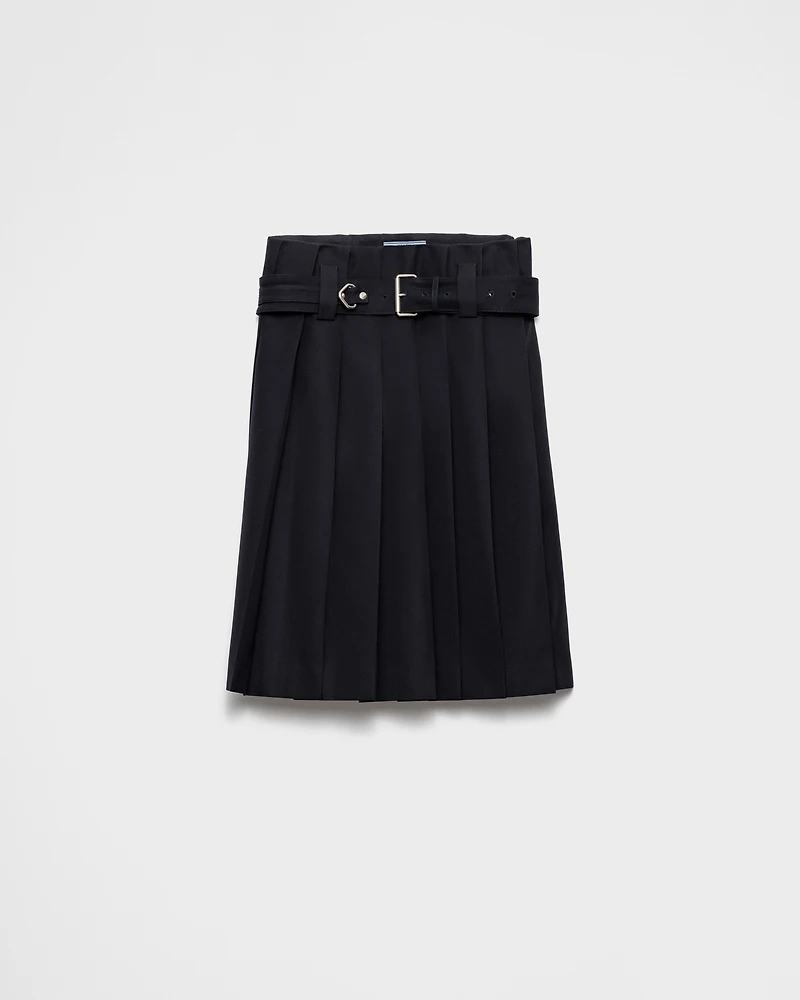 Pleated gabardine skirt