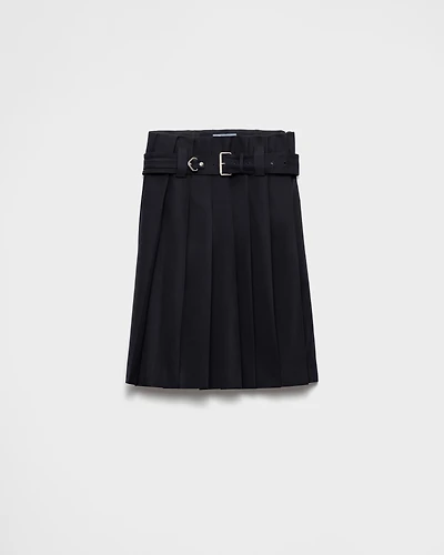 Pleated gabardine skirt