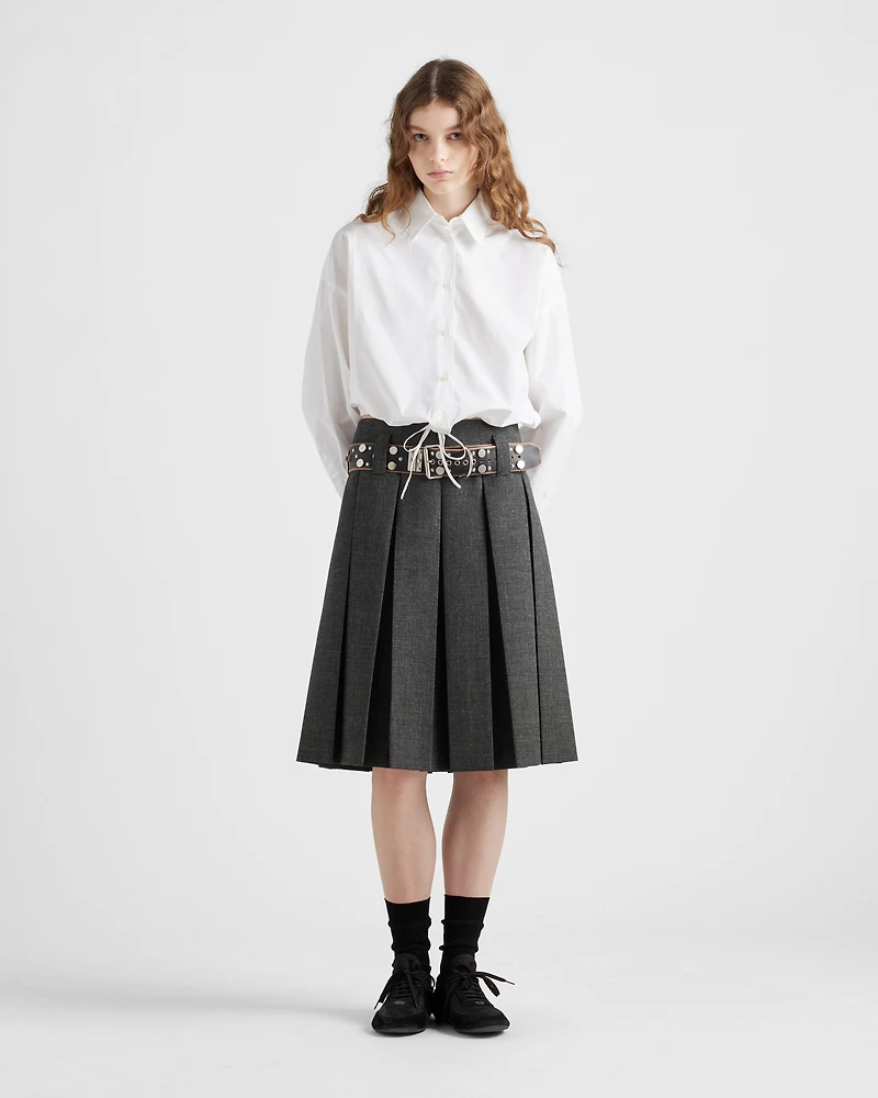 Rush stitch skirt with belt