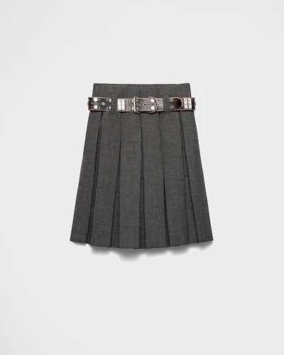 Rush stitch skirt with belt