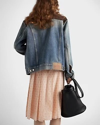 Pleated eyelet lace skirt