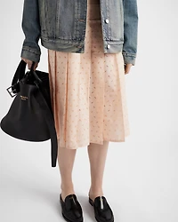 Pleated eyelet lace skirt