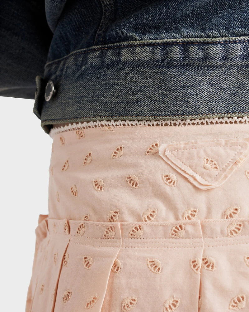 Pleated eyelet lace skirt