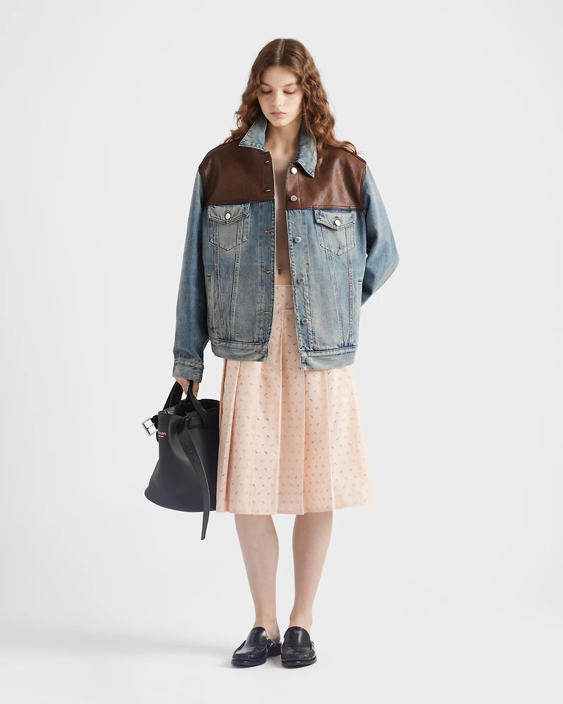 Pleated eyelet lace skirt
