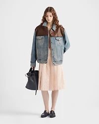 Pleated eyelet lace skirt
