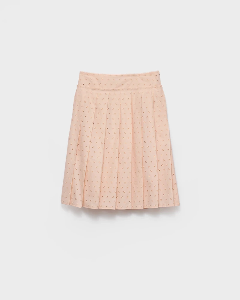 Pleated eyelet lace skirt