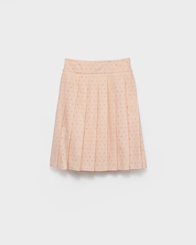Pleated eyelet lace skirt