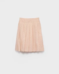 Pleated eyelet lace skirt