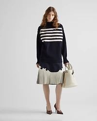 Rush stitch skirt with leather fringe