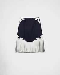 Rush stitch skirt with leather fringe