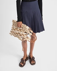 Pleated poplin skirt