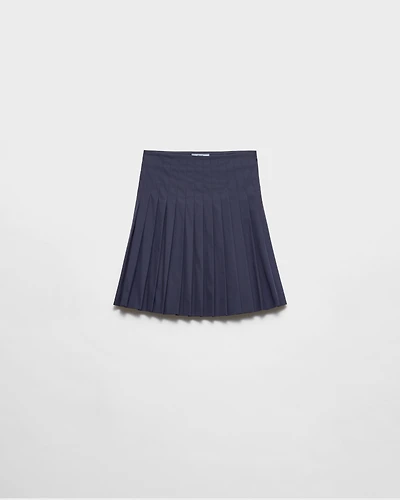 Pleated poplin skirt