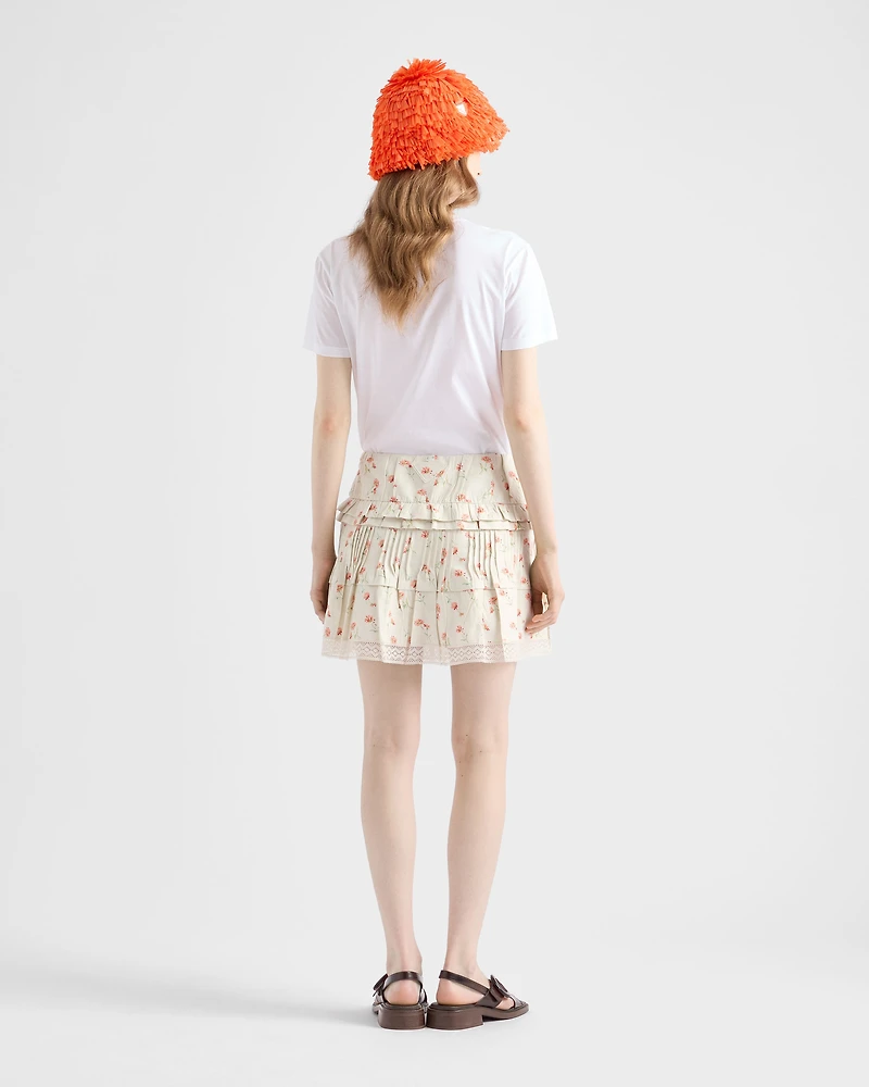 Floral print linen miniskirt