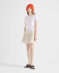 Floral print linen miniskirt