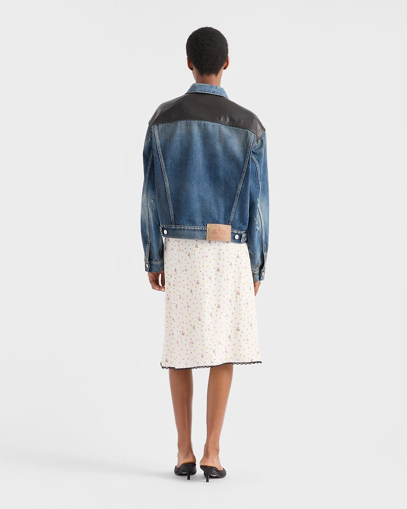 Floral print pongé skirt