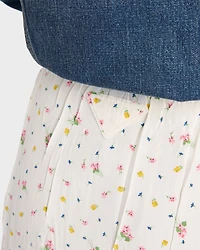 Floral print pongé skirt