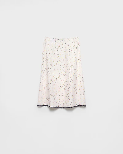 Floral print pongé skirt