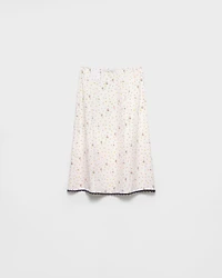 Floral print pongé skirt