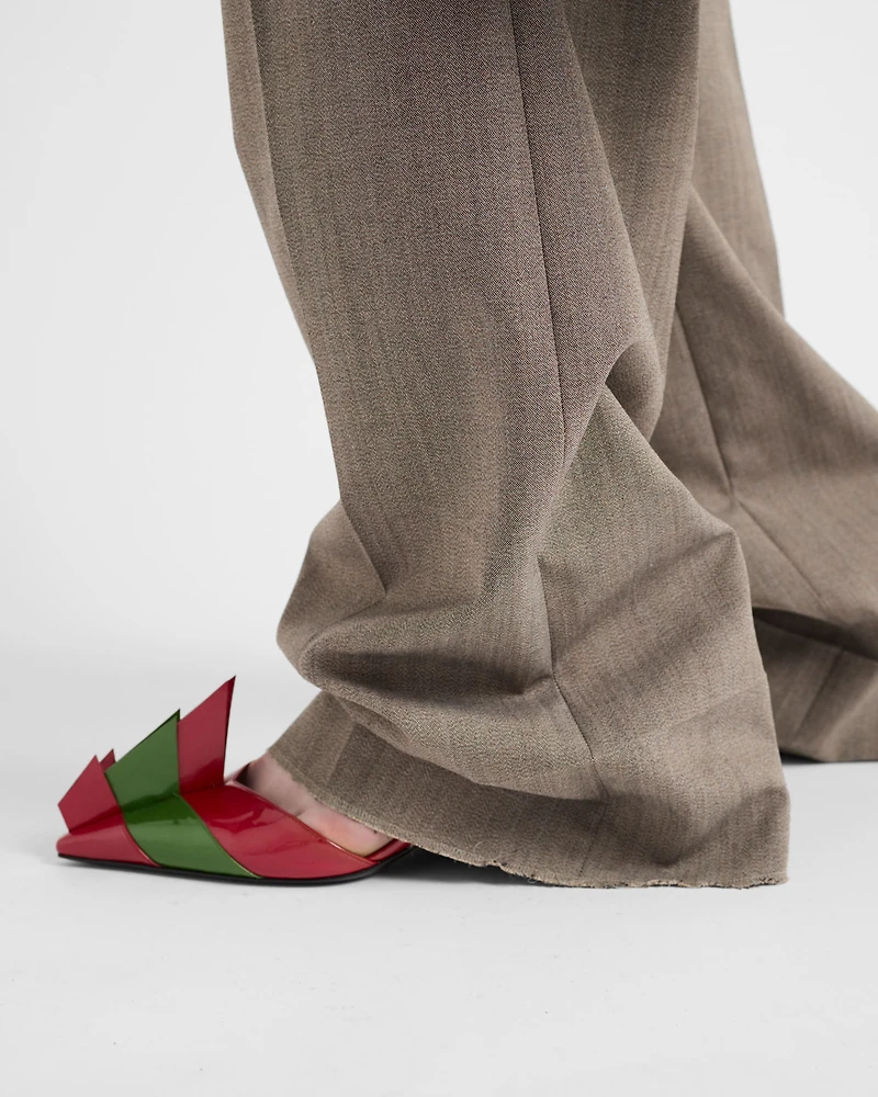 Technical wool pants with printed belt