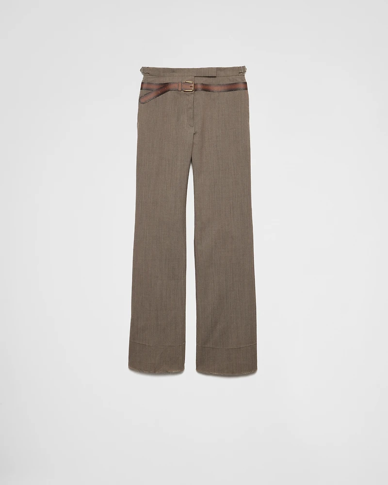 Technical wool pants with printed belt