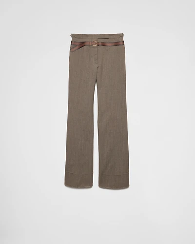 Technical wool pants with printed belt