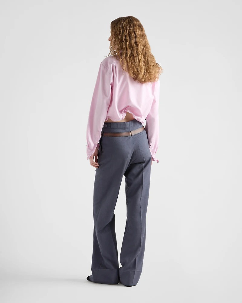Silk and mohair pants with printed belt