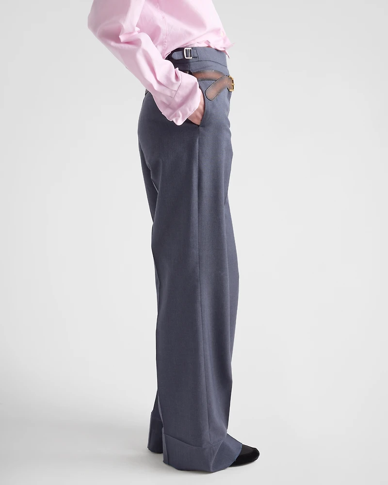 Silk and mohair pants with printed belt