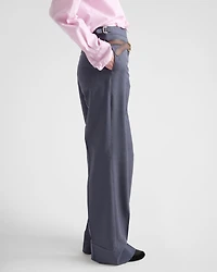 Silk and mohair pants with printed belt