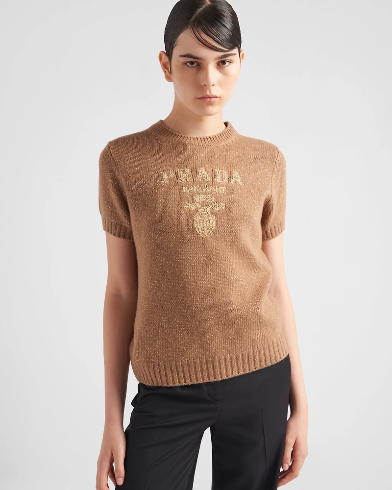 Wool, cashmere and lamé crew-neck sweater