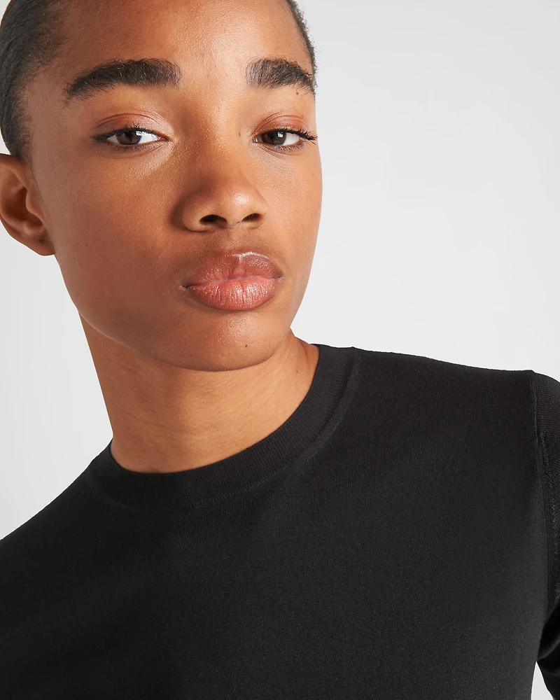 Worsted wool crew-neck sweater